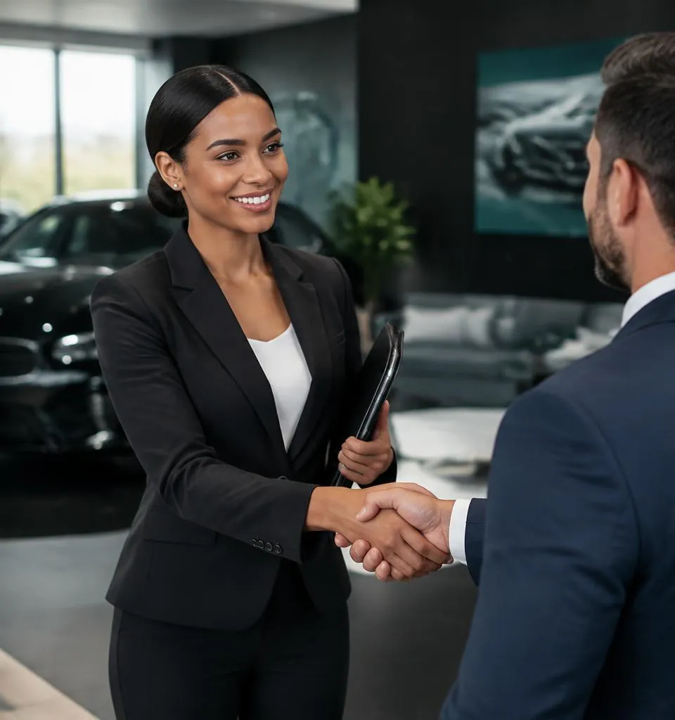 Profesional de ventas construyendo confianza con un cliente